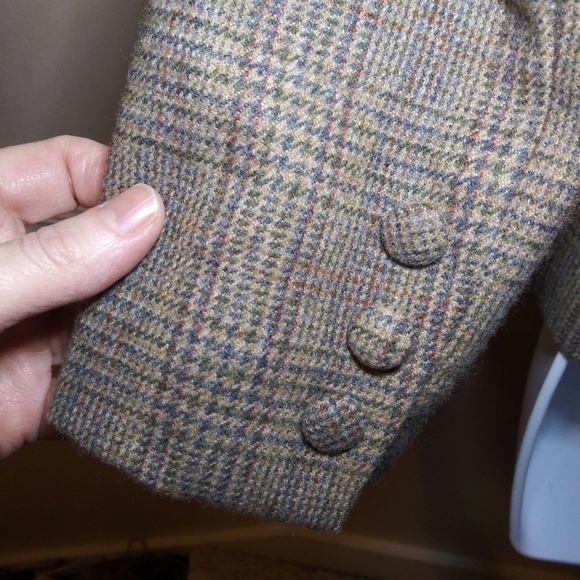 Vintage Dior's New Look Style Brown & Multi Tweed Plaid Belted Blazer - Picture 5 of 14